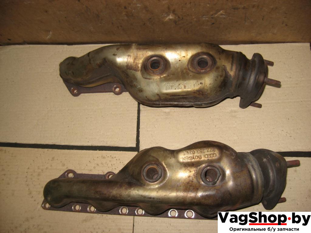 коллектор выпускной Volkswagen Touareg 1 поколение 2004, 4.2 л., i, AXQ, бензин, АКПП, белый, внедорожник 5 дв., полный привод, 077253033T, 077253034T - фото №1