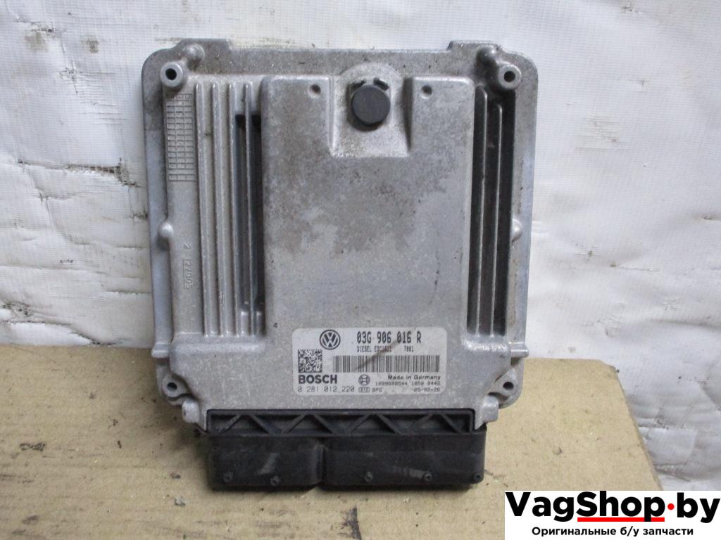 блок управления двигателем Volkswagen Golf Plus 1 поколение 2005, 1.9 л., TDi, BKC, дизель, МКПП, серый, хетчбэк 5 дв., передний привод, 03G906016R - фото №1