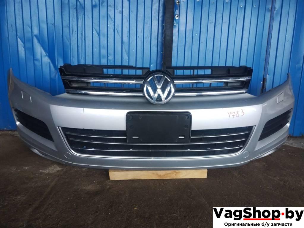 бампер передний Volkswagen Touareg 2 поколение 2012, 3.6 л., FSI, CGR, бензин, АКПП, серебро, внедорожник 5 дв., полный привод, 7P6807221B - фото №1